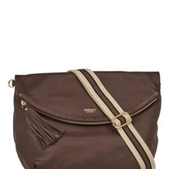 OSPREY LONDON Large Smooth Calf Leather Milano Cross-Body Bag Taupe Brown -OSPREY LONDON Sales unnamed file 100