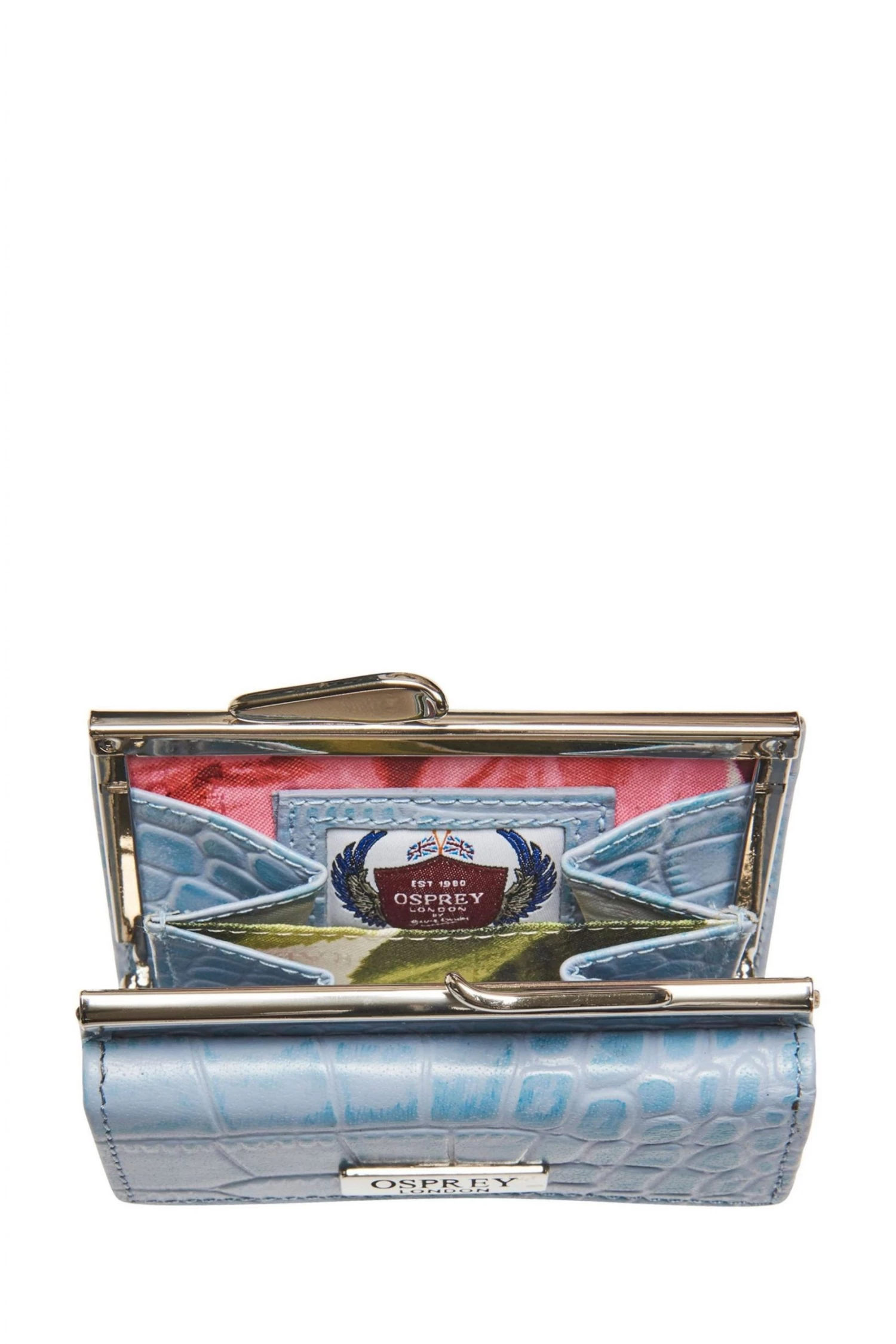 OSPREY LONDON Croc Leather Snap Purse Pool Blue 4 OSPREY LONDON Croc Leather Snap Purse Pool Blue - Image 4