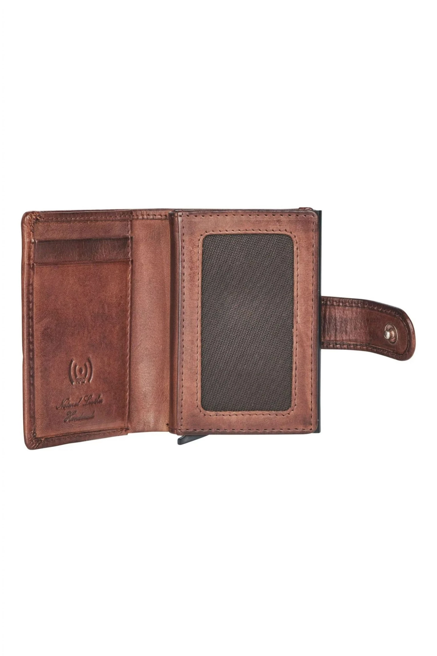 OSPREY LONDON Brown Cross Stitch Leather And Metal RFID Card Case 3 OSPREY LONDON Brown Cross Stitch Leather And Metal RFID Card Case - Image 3