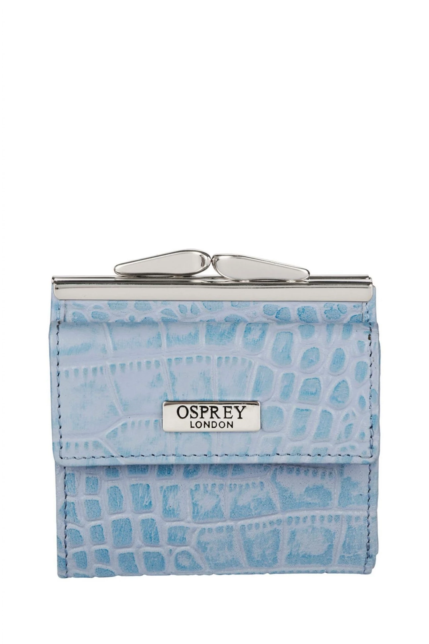 OSPREY LONDON Croc Leather Snap Purse Gunmetal 1 OSPREY LONDON Croc Leather Snap Purse Gunmetal