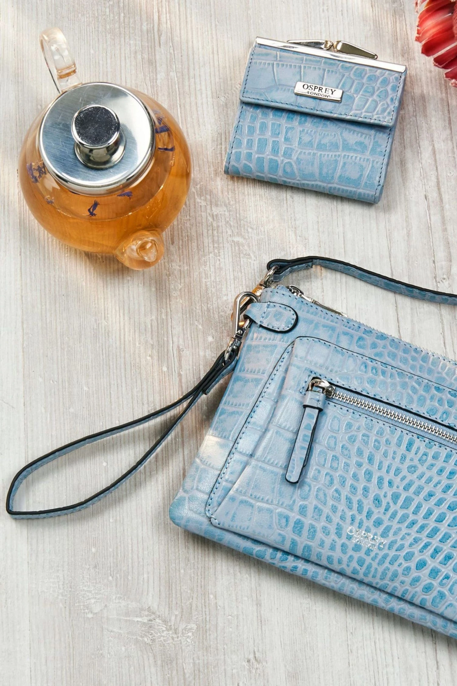 OSPREY LONDON Croc Leather Snap Purse Gunmetal 6 OSPREY LONDON Croc Leather Snap Purse Gunmetal - Image 6