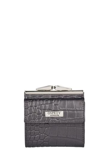 OSPREY LONDON Croc Leather Snap Purse Gunmetal 9 OSPREY LONDON Croc Leather Snap Purse Gunmetal - Image 9