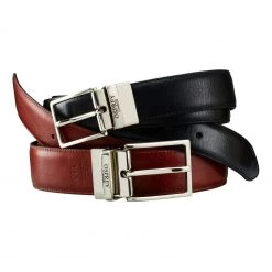 OSPREY LONDON Luca Italian Black Leather Reversible Belt