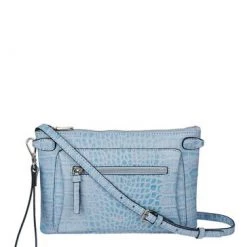 OSPREY LONDON Leather Ruby Croc Cross-Body Bag Grey -OSPREY LONDON Sales unnamed file 1108