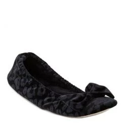 Totes Black Isotoner Ladies Big Bow Ballerina Slippers -OSPREY LONDON Sales unnamed file 1132