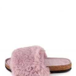 Totes Pink Ladies Faux Fur Sliders