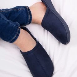 Totes Blue Suedette Mule Slippers