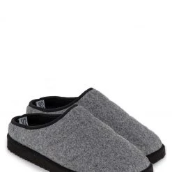 Totes Grey Mens Premium Felt Mule Slippers
