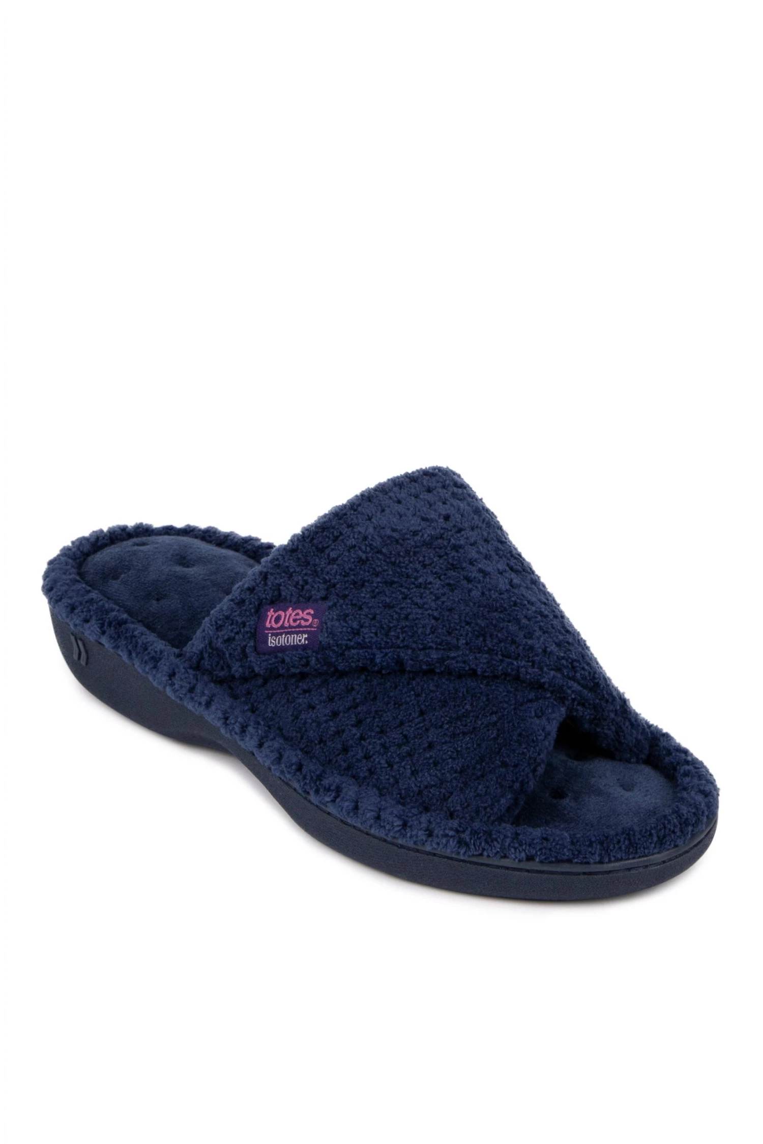 Totes Dark Navy Popcorn Turnover Open Toe Slippers 3 Totes Dark Navy Popcorn Turnover Open Toe Slippers - Image 3