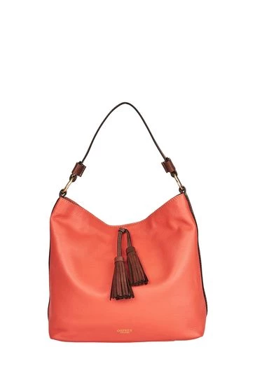 OSPREY LONDON The Savanna Leather Hobo Bag Coral 7 OSPREY LONDON The Savanna Leather Hobo Bag Coral - Image 7