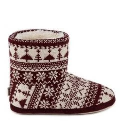 Totes Red Totes Ladies Fair Isle Boot Slippers -OSPREY LONDON Sales unnamed file 1213