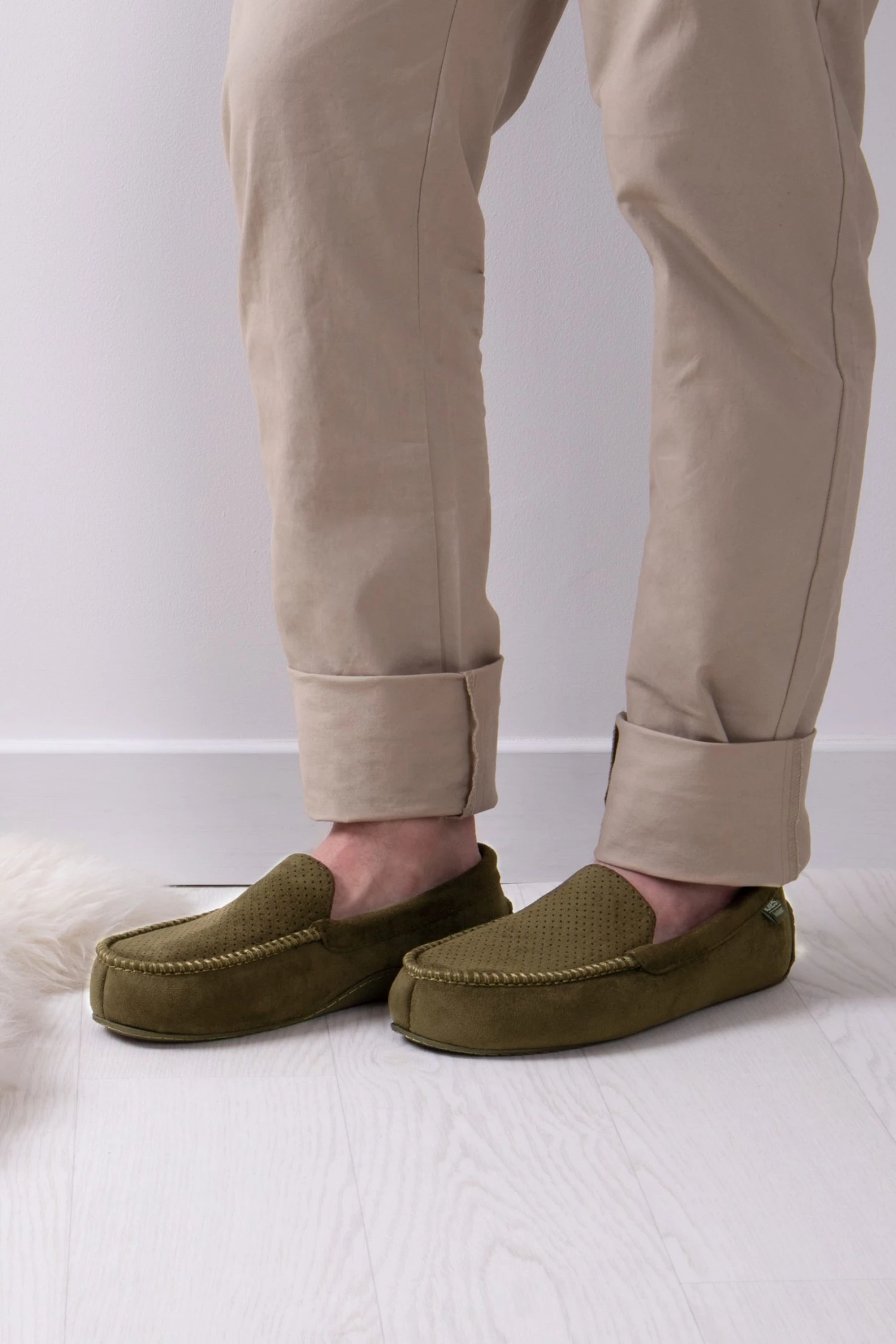 Totes Khaki Green Isotoner Airtex Suedette Moccasin 1 Totes Khaki Green Isotoner Airtex Suedette Moccasin
