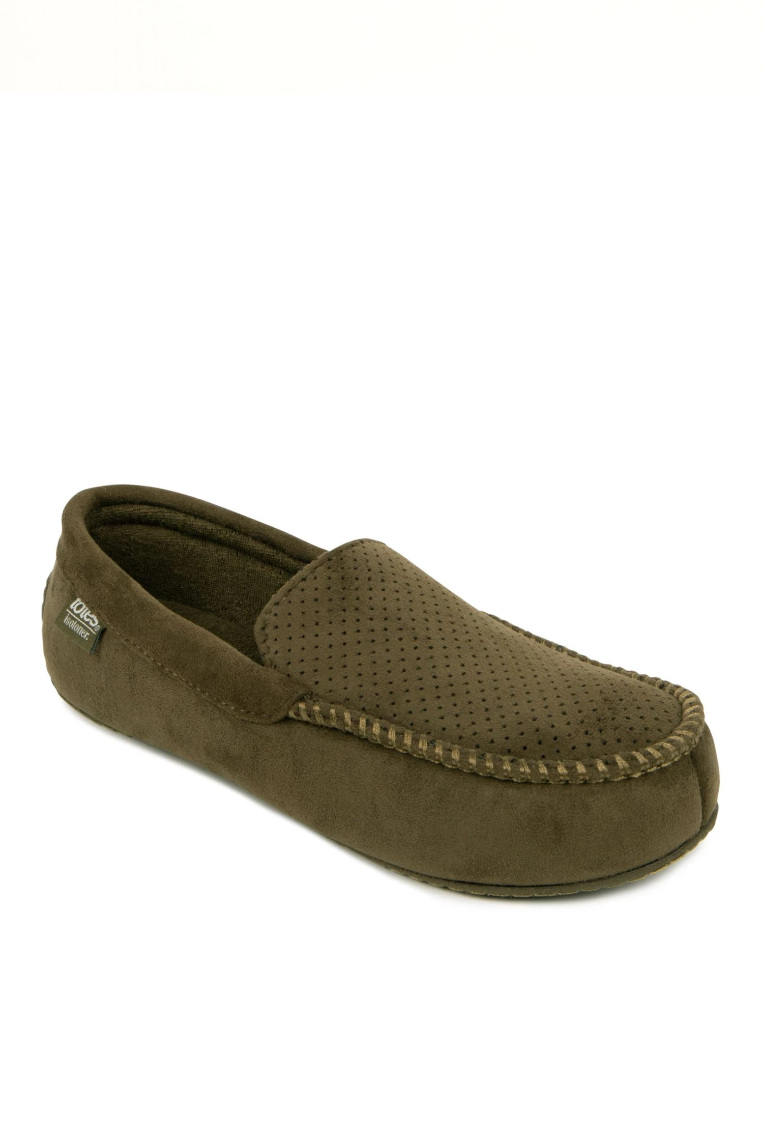 Totes Khaki Green Isotoner Airtex Suedette Moccasin 3 Totes Khaki Green Isotoner Airtex Suedette Moccasin - Image 3