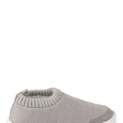 Totes Grey Isotoner Ladies Iso- Flex Herringbone Bootie Slippers
