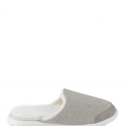 Totes Grey Iso-Flex Herringbone Mule Slipper