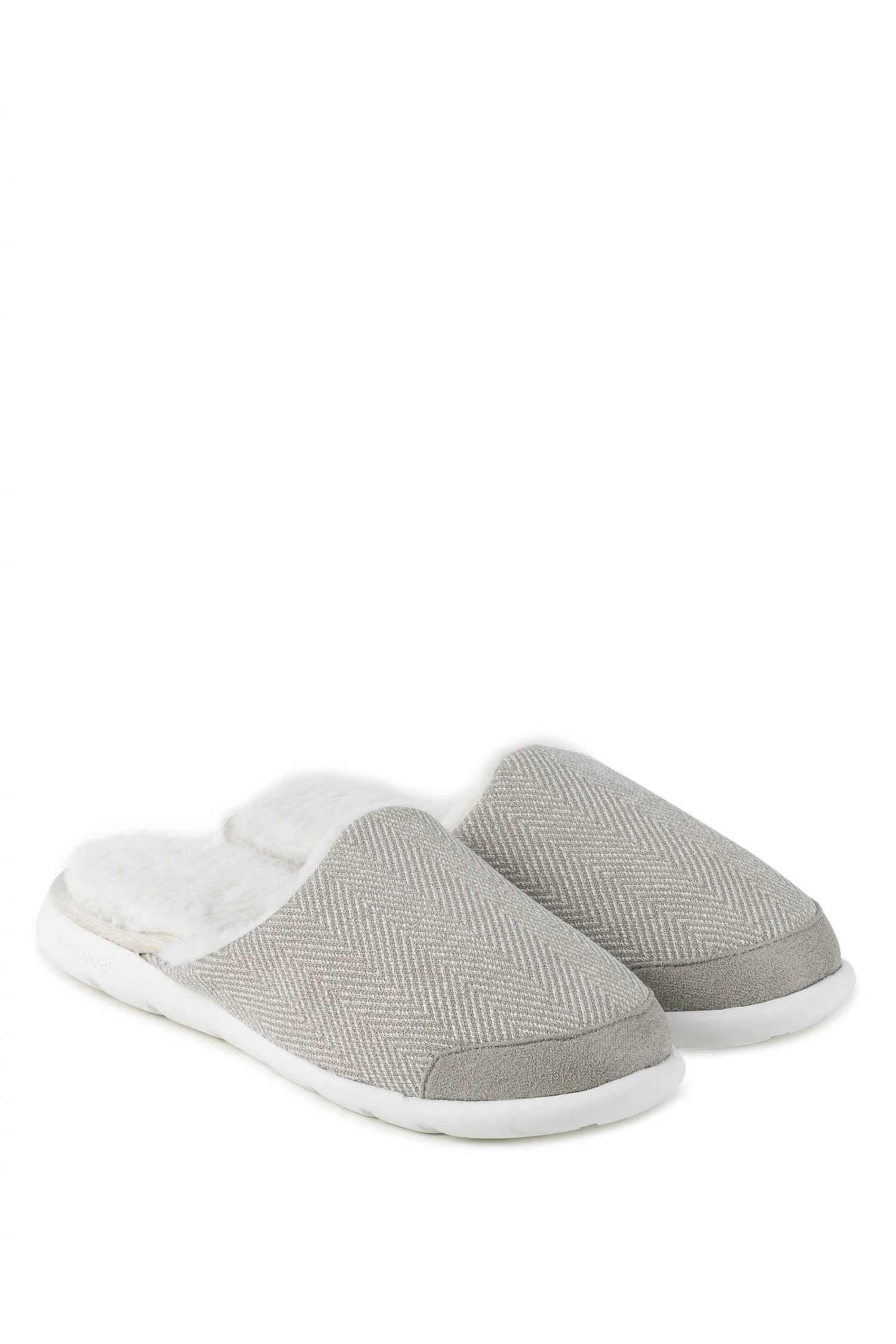 Totes Grey Iso-Flex Herringbone Mule Slipper 3 Totes Grey Iso-Flex Herringbone Mule Slipper - Image 3