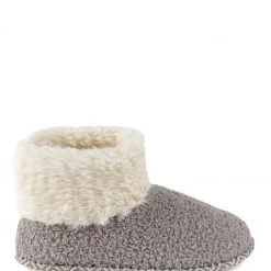 Totes Grey Isotoner Ladies Bobble Boot Slippers