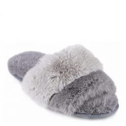 Totes Grey Totes Ladies Faux Fur Contrast Stripe Slider Slippers -OSPREY LONDON Sales unnamed file 1250 scaled