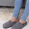 Totes Grey Mens Knitted Mule Slippers With Cork And EVA Sole