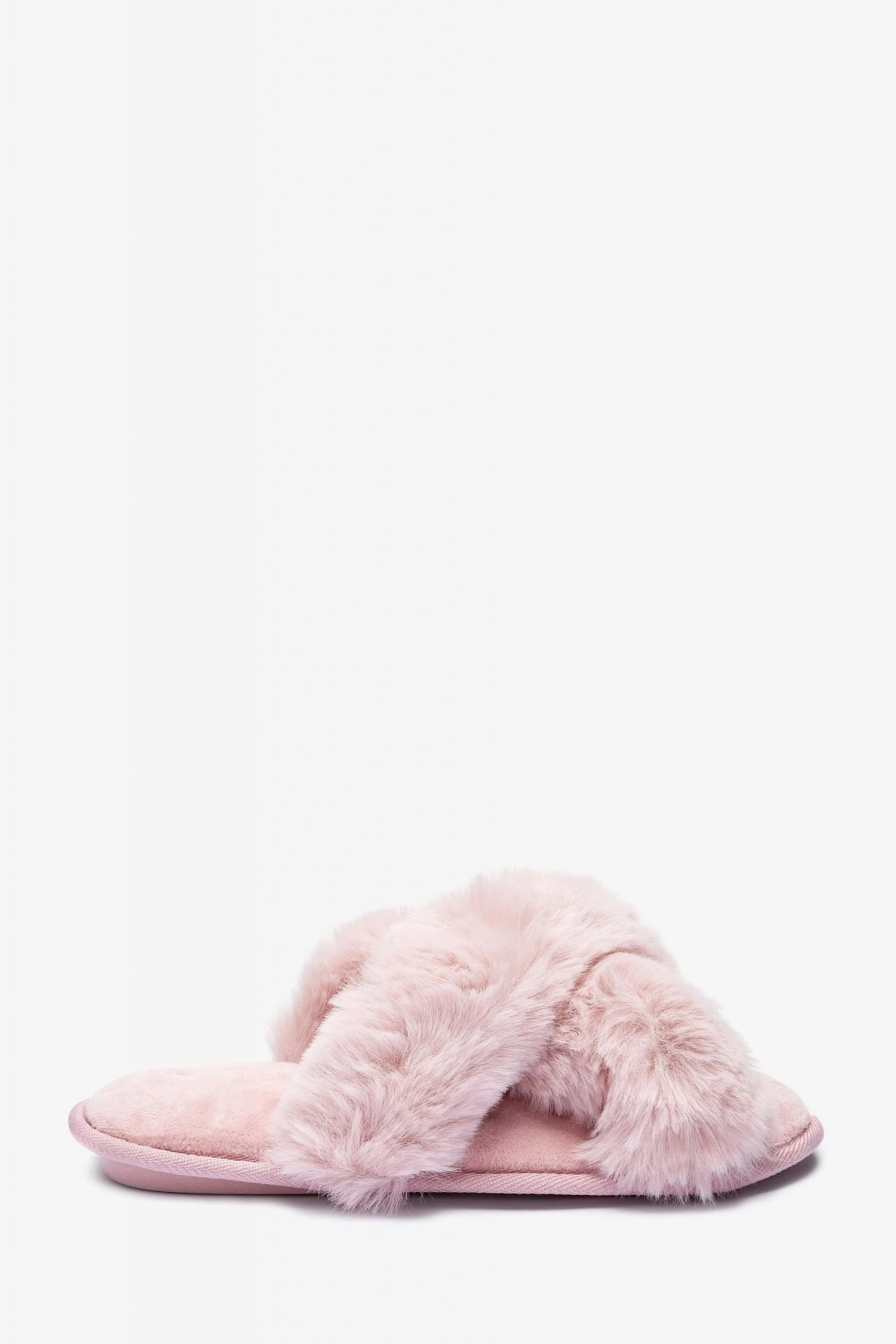 Totes Pink Isotoner Fluffy Cross Front Mule Slippers 1 Totes Pink Isotoner Fluffy Cross Front Mule Slippers