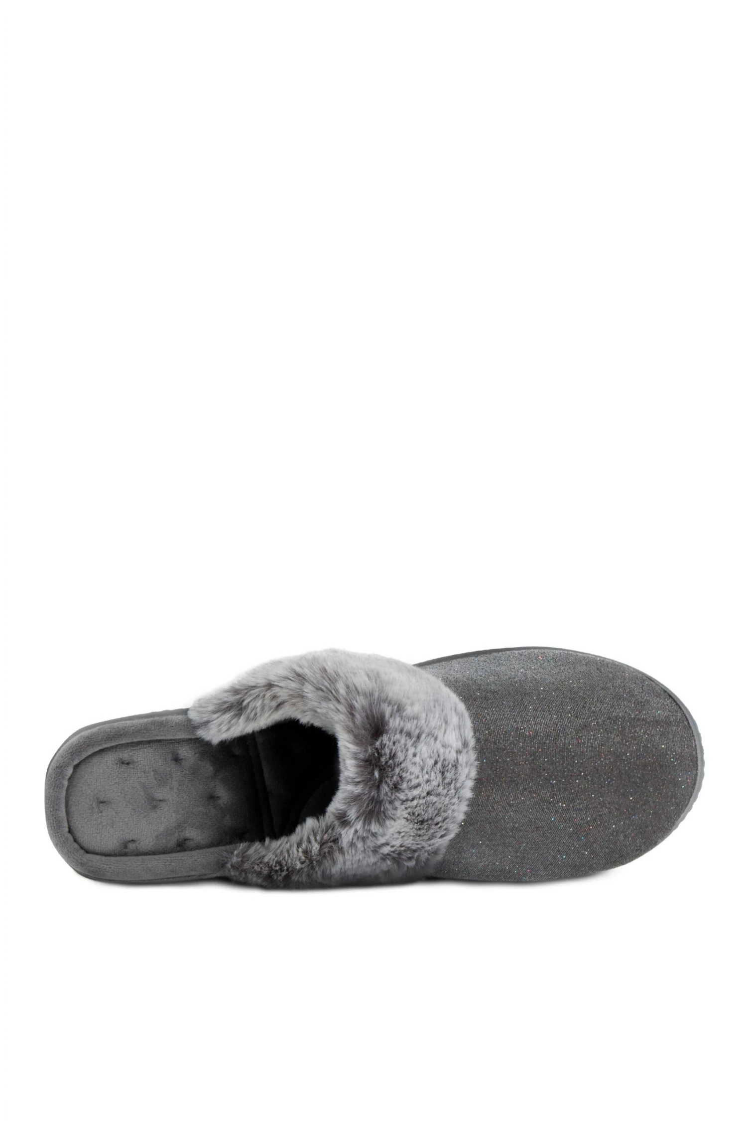 Totes Grey Isotoner Ladies Sparkle Velour Heeled Mule Slippers 4 Totes Grey Isotoner Ladies Sparkle Velour Heeled Mule Slippers - Image 4