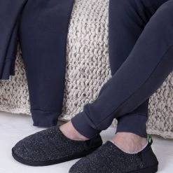 Totes Grey Mens Premium Felt Full Back Slippers