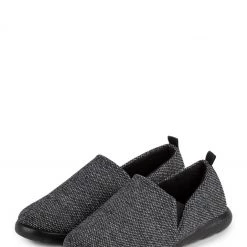 Totes Black Isotoner Mens Iso-Flex Full Back Slippers