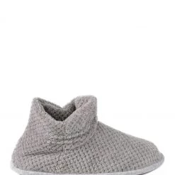 Totes Grey Isotoner Ladies Popcorn Bootie Slippers