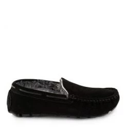 Totes Black Isotoner Mens Real Suede With Closed Stitch Moccasin Slippers -OSPREY LONDON Sales unnamed file 1416