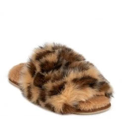 Totes Brown Ladies Faux Fur Animal Double Strap Slider Slippers -OSPREY LONDON Sales unnamed file 1420 scaled