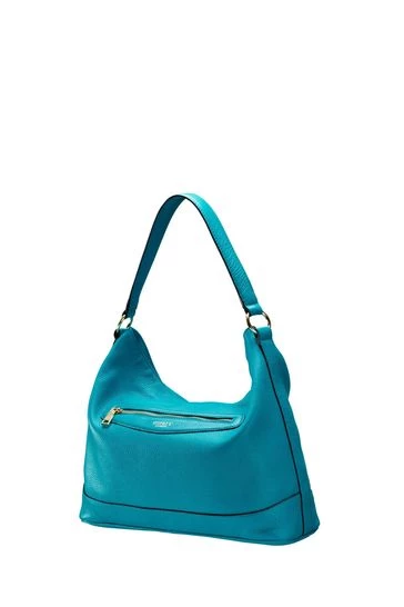 OSPREY LONDON Grainy Hide Leather Hendrix Large Hobo Bag Teal Blue 9 OSPREY LONDON Grainy Hide Leather Hendrix Large Hobo Bag Teal Blue - Image 9