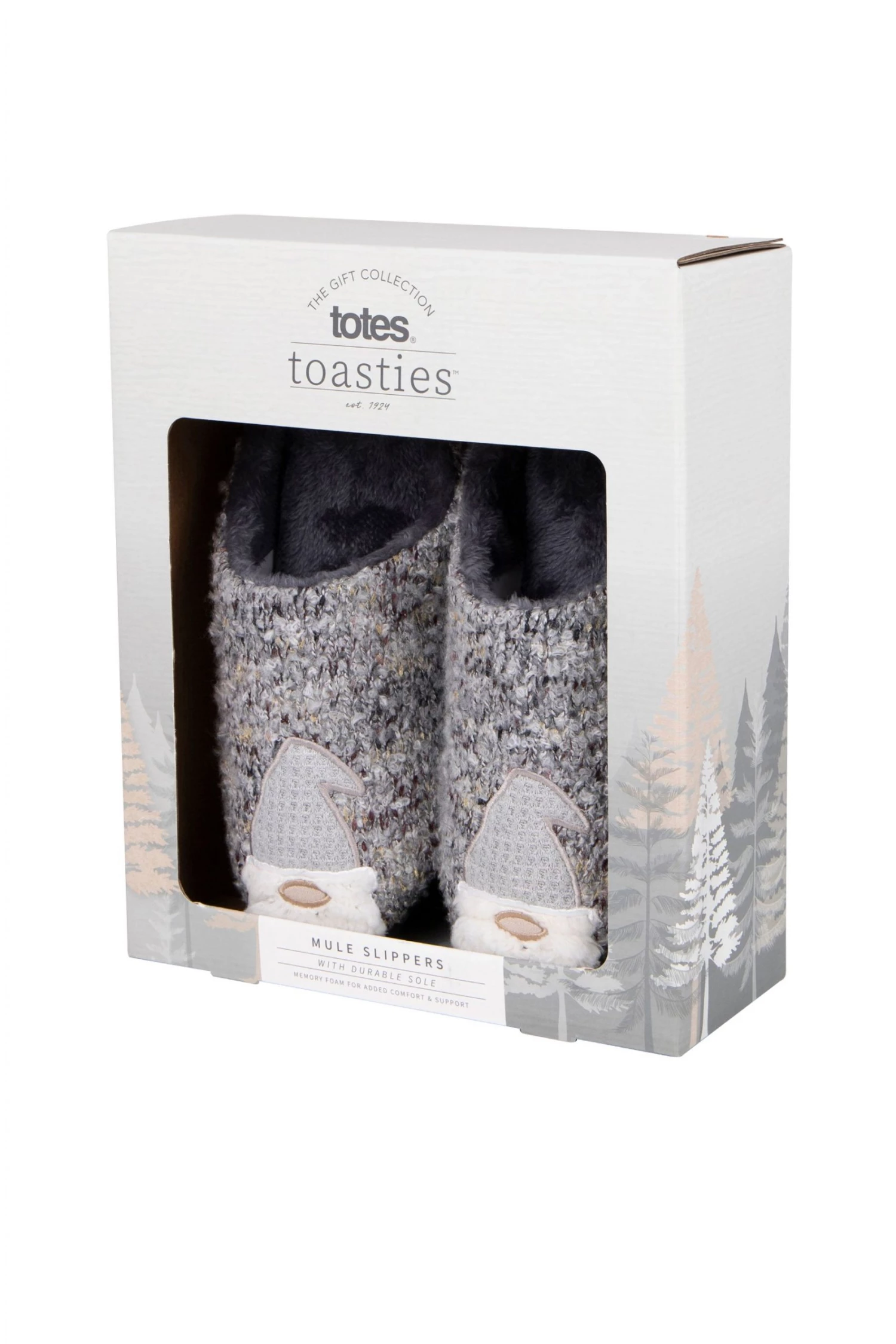 Totes Grey Mens Novelty Applique Slippers 2 Totes Grey Mens Novelty Applique Slippers - Image 2