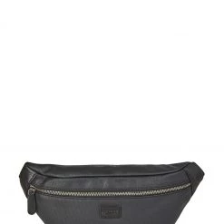 OSPREY LONDON Grantham Glazed Calf Leather Bumbag Black