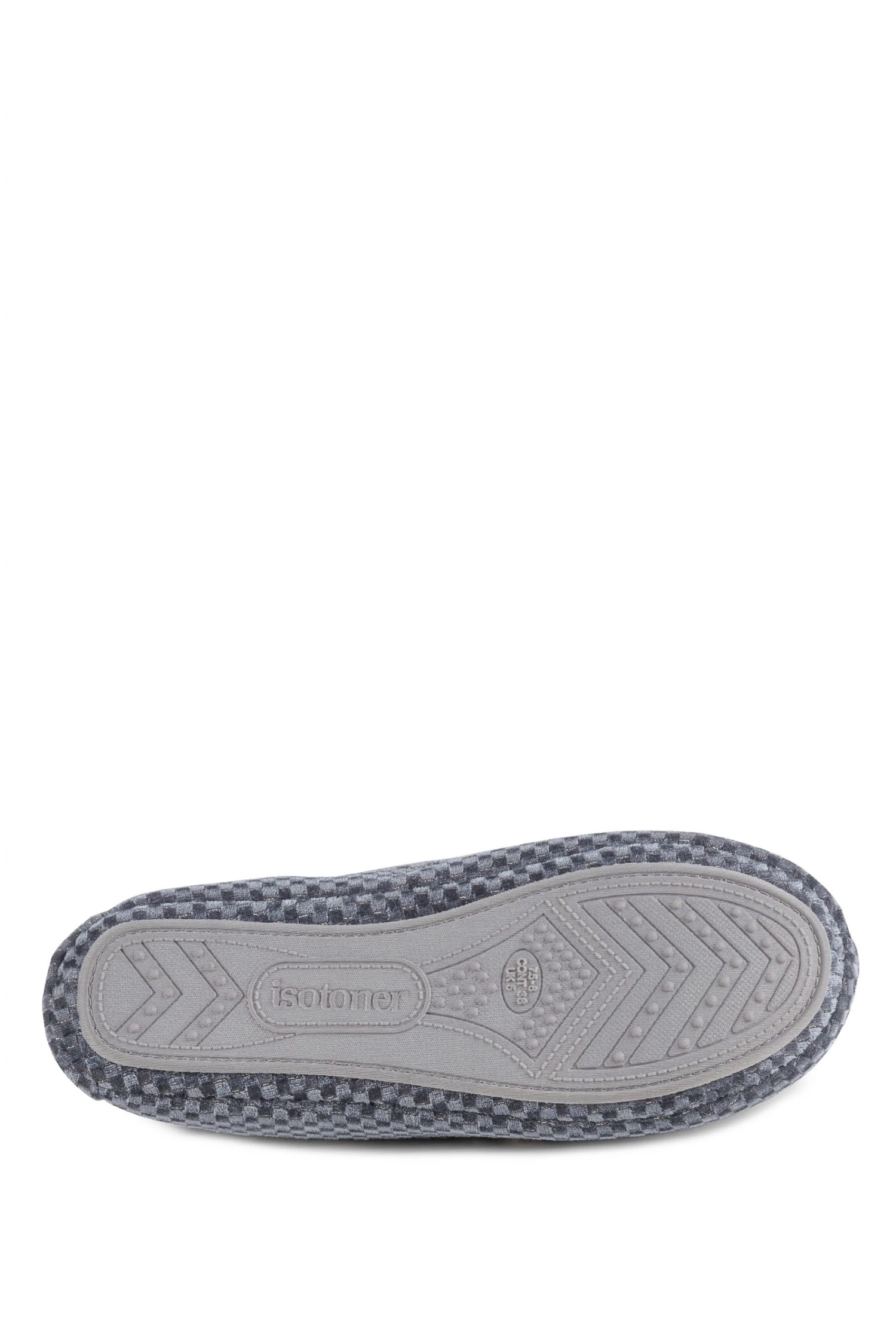 Totes Grey Isotoner Ladies Textured Velour Moccasin Slippers 5 Totes Grey Isotoner Ladies Textured Velour Moccasin Slippers - Image 5
