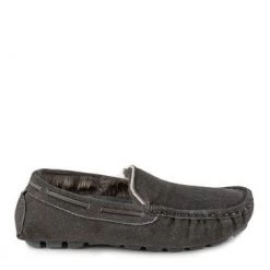 Totes Grey Isotoner Mens Real Suede With Closed Stitch Moccasin Slippers -OSPREY LONDON Sales unnamed file 1452