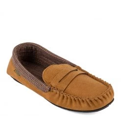 Totes Brown Mens Suedette Moccasin Slippers With Check Lining -OSPREY LONDON Sales unnamed file 1456 scaled