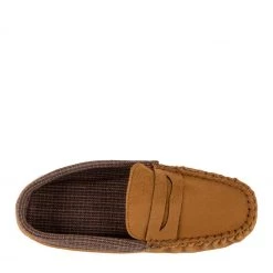 Totes Brown Mens Suedette Moccasin Slippers With Check Lining -OSPREY LONDON Sales unnamed file 1457 scaled