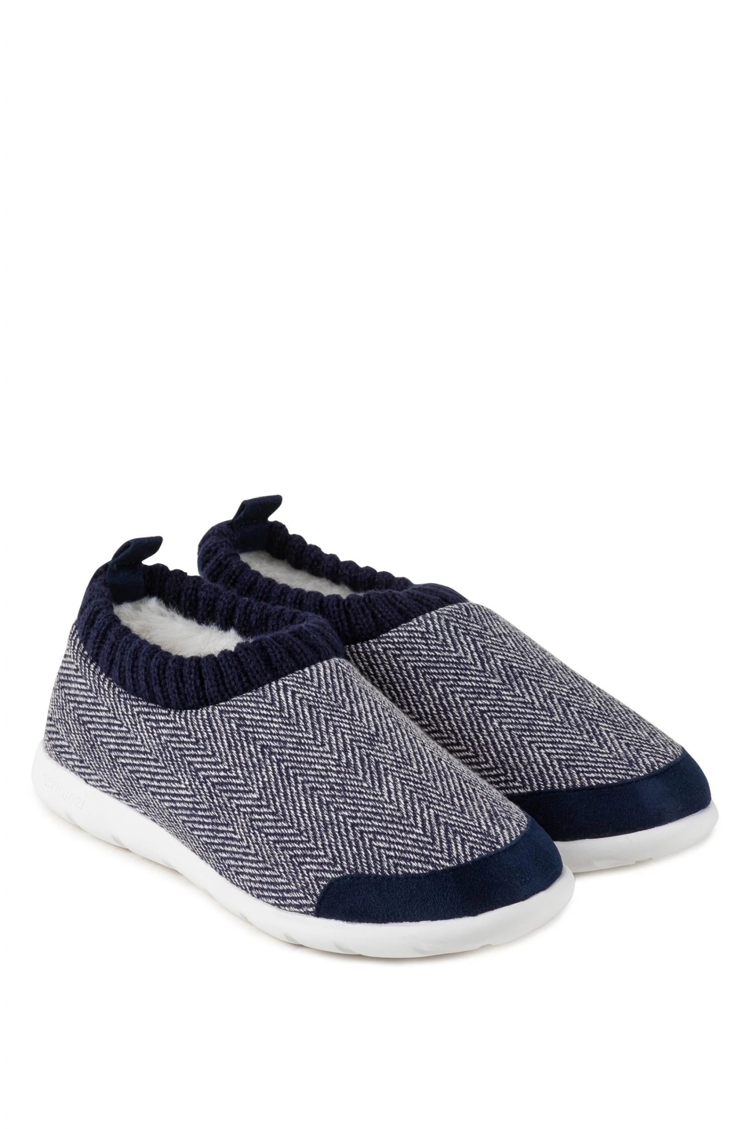 Totes Blue Isotoner Ladies Iso-Flex Herringbone Bootie Slippers 3 Totes Blue Isotoner Ladies Iso-Flex Herringbone Bootie Slippers - Image 3