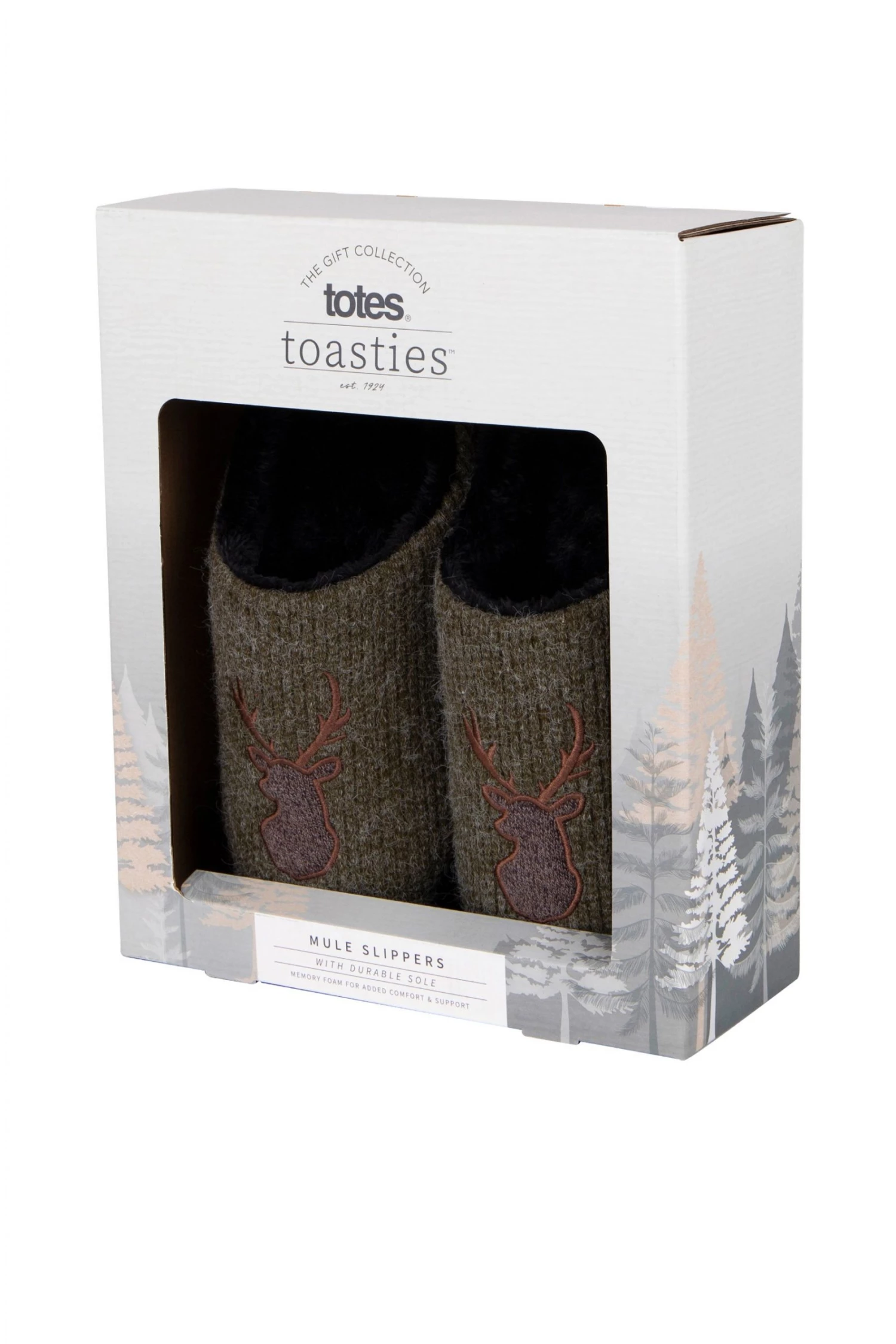 Totes Green Mens Novelty Applique Slippers 2 Totes Green Mens Novelty Applique Slippers - Image 2