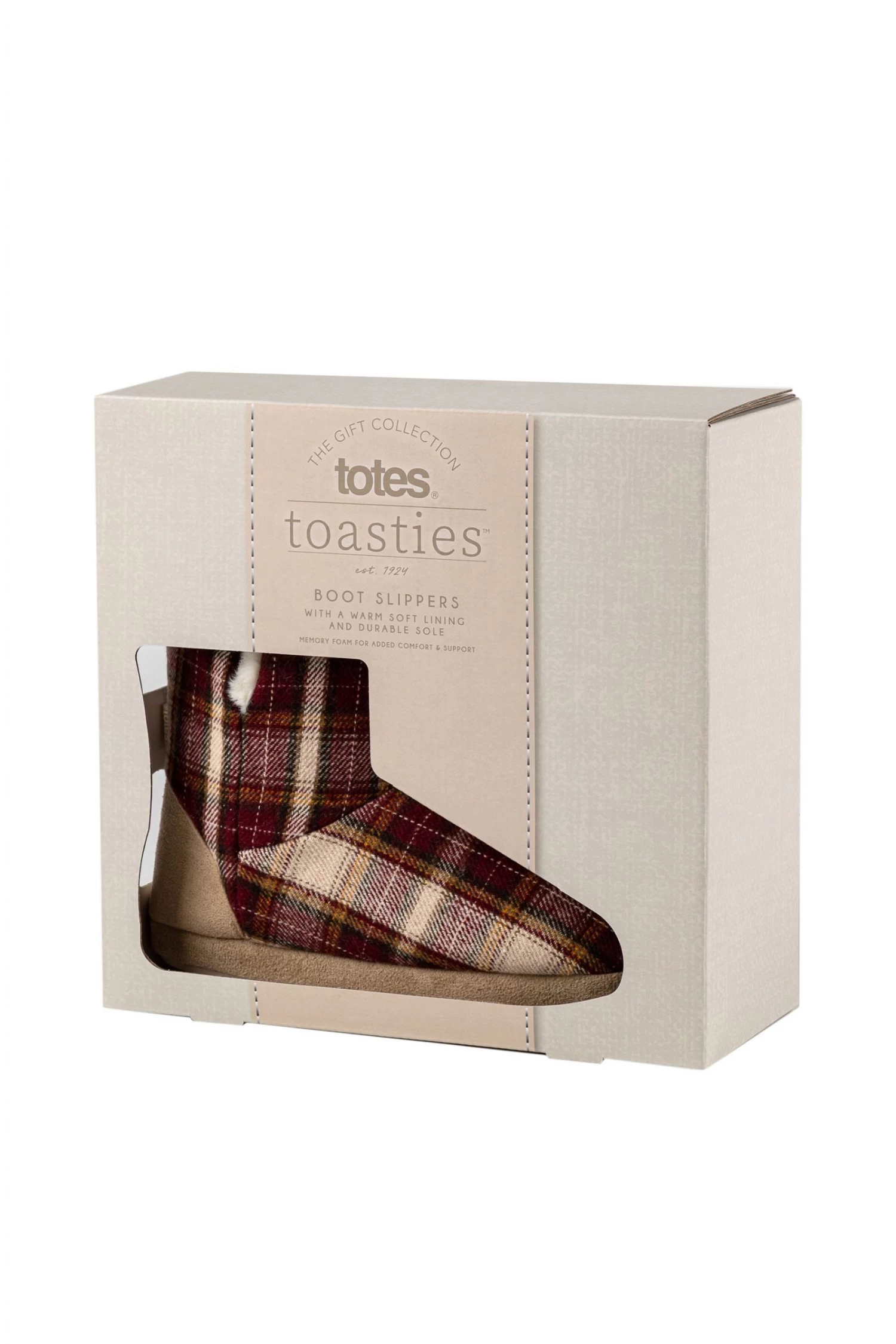Totes Red Ladies Tartan Boot Slippers 2 Totes Red Ladies Tartan Boot Slippers - Image 2