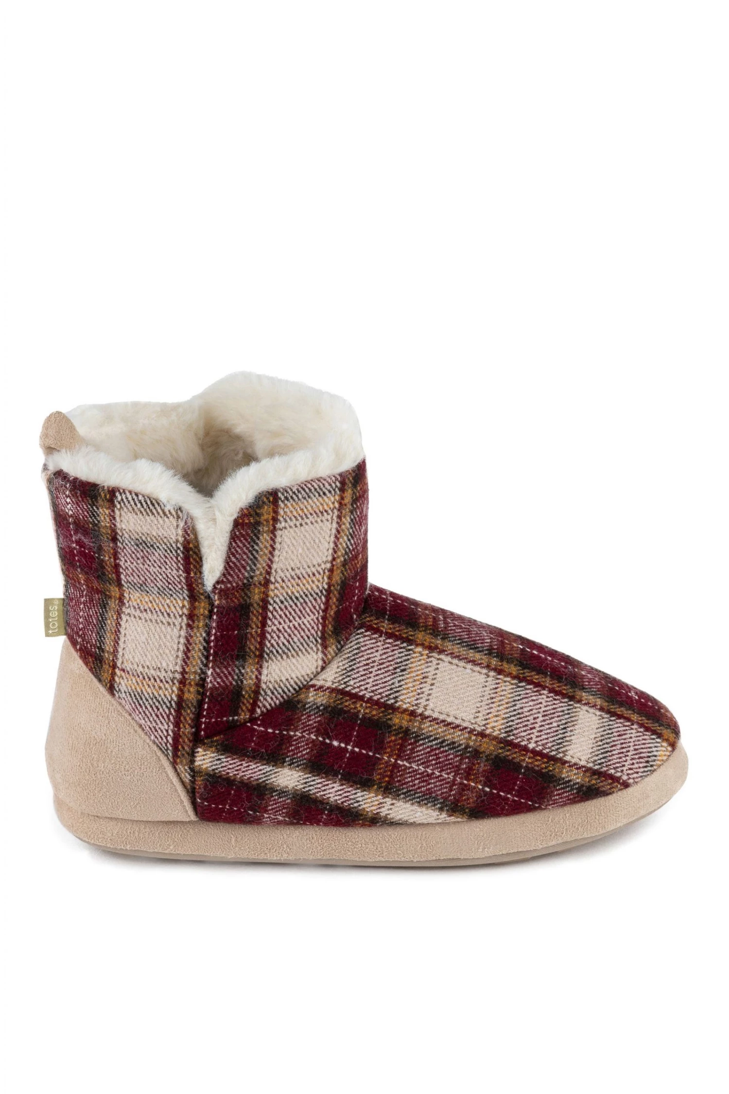 Totes Red Ladies Tartan Boot Slippers 3 Totes Red Ladies Tartan Boot Slippers - Image 3