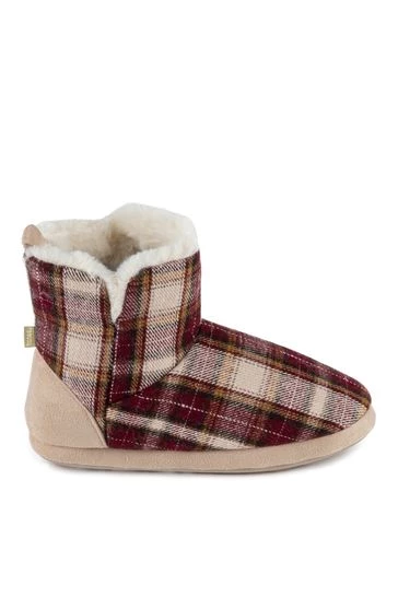 Totes Red Ladies Tartan Boot Slippers 6 Totes Red Ladies Tartan Boot Slippers - Image 6