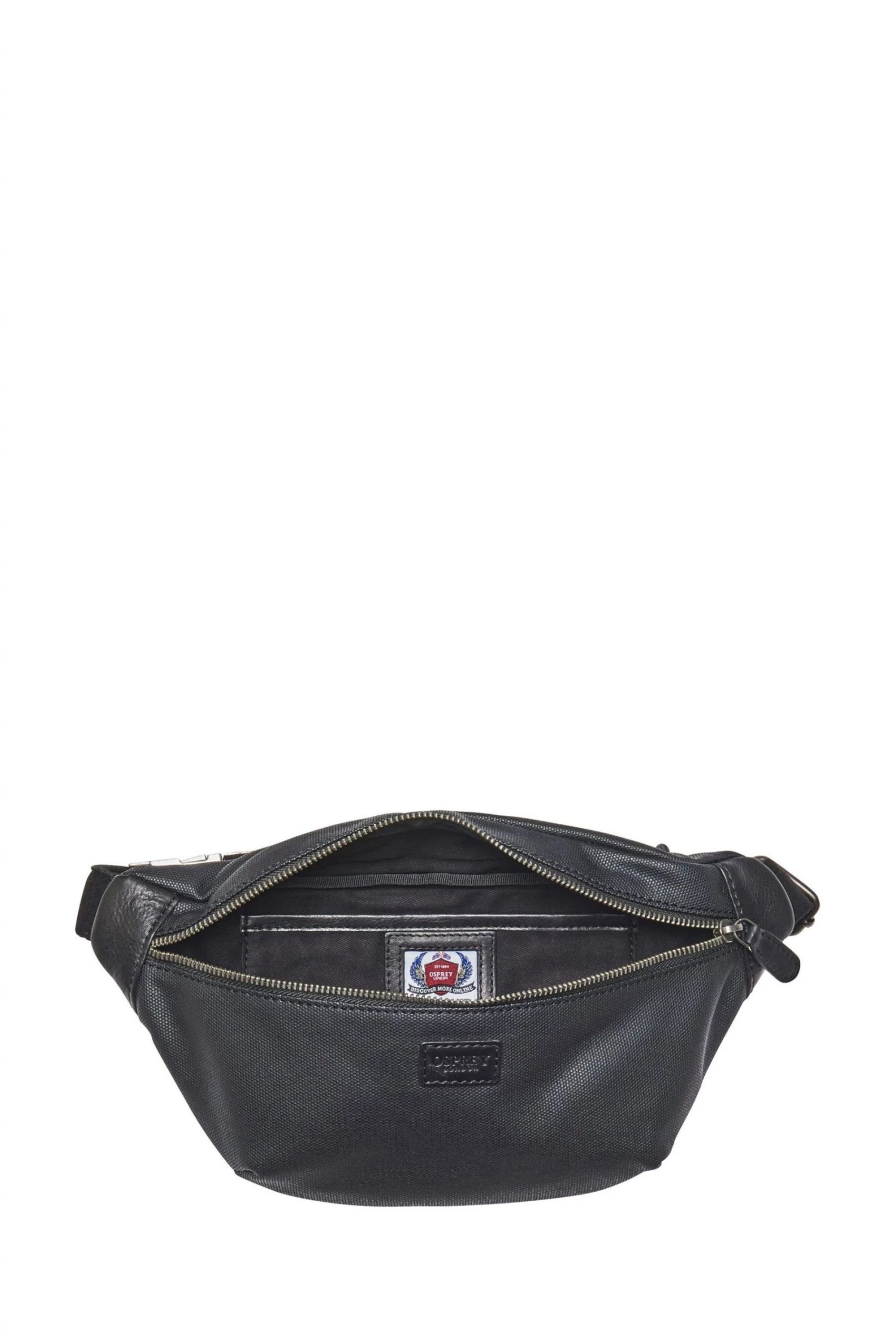 OSPREY LONDON Grantham Glazed Calf Leather Bumbag Black 6 OSPREY LONDON Grantham Glazed Calf Leather Bumbag Black - Image 6