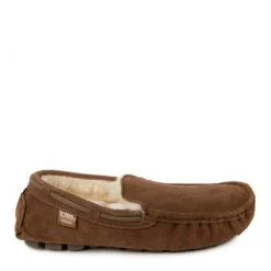 Totes Brown Isotoner Mens Real Suede With Closed Stitch Moccasin Slippers -OSPREY LONDON Sales unnamed file 1524