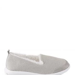 Totes Grey Isotoner Ladies Iso- Flex Herringbone Full Back Slippers