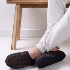 Totes Blue Mens Knitted Mule Slippers