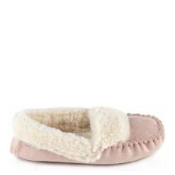 Totes Pink Ladies Suedette Moccasin Slippers -OSPREY LONDON Sales unnamed file 1572