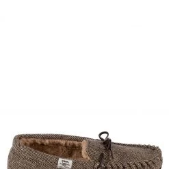 Totes Brown Totes Mens Wool Check Moccasin Slippers