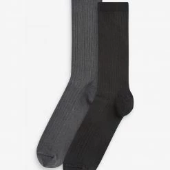 Totes Black Mens Cotton Rich Socks