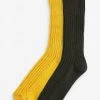 Totes Yellow/Black Mens 2 Pack Wool Blend Socks